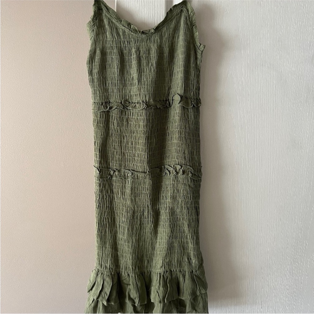 Jessica Simpson green tiered ruffle mini dress S